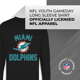 Miami Dolphins NFL Gameday Youth Football Long Sleeve Shirt - Black
