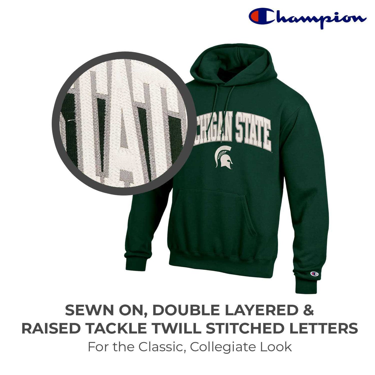 Michigan State Spartans Champion Adult Tackle Twill Hooded Sweatshirt - Green