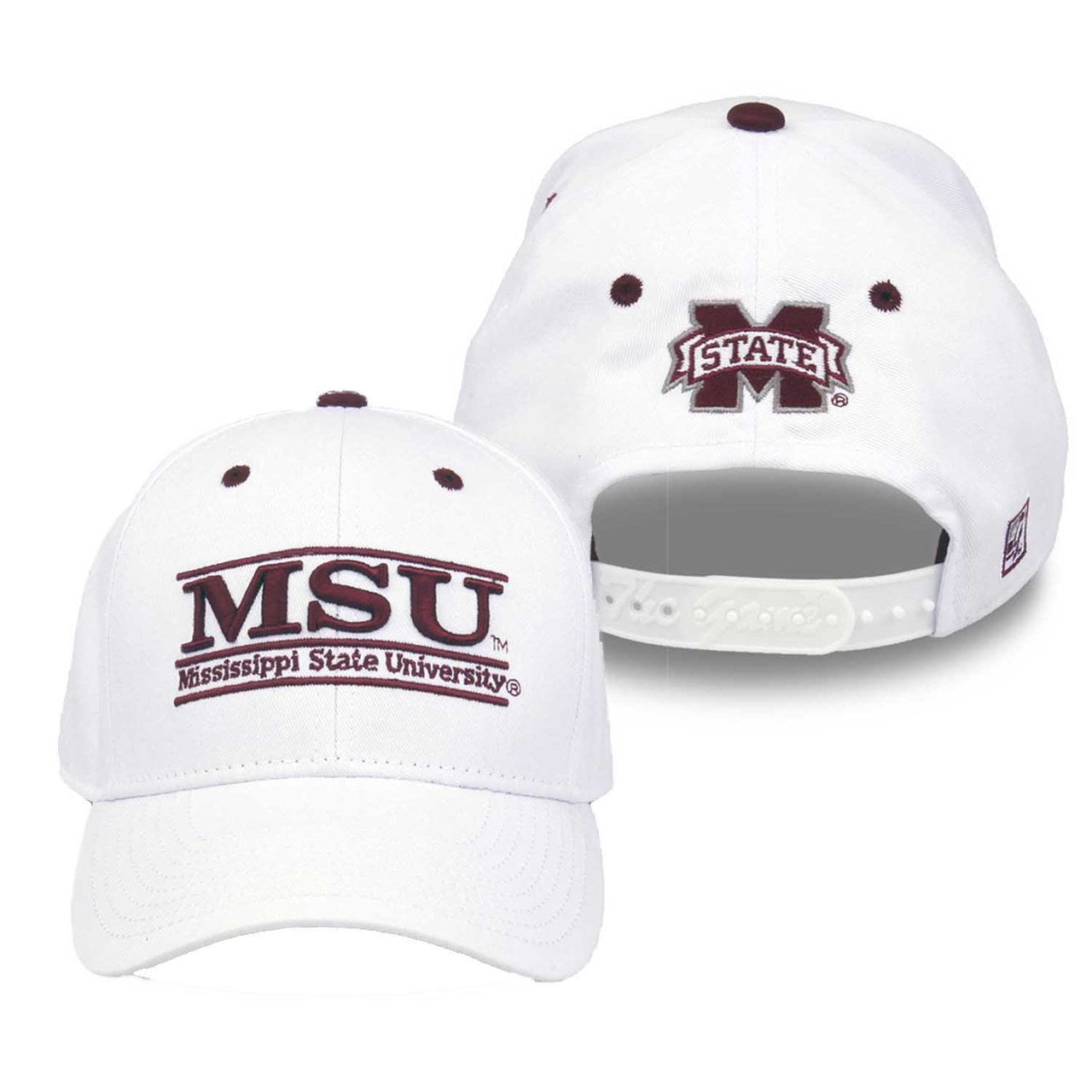 Mississippi State Bulldogs  Adult Game Bar Adjustable Hat - White