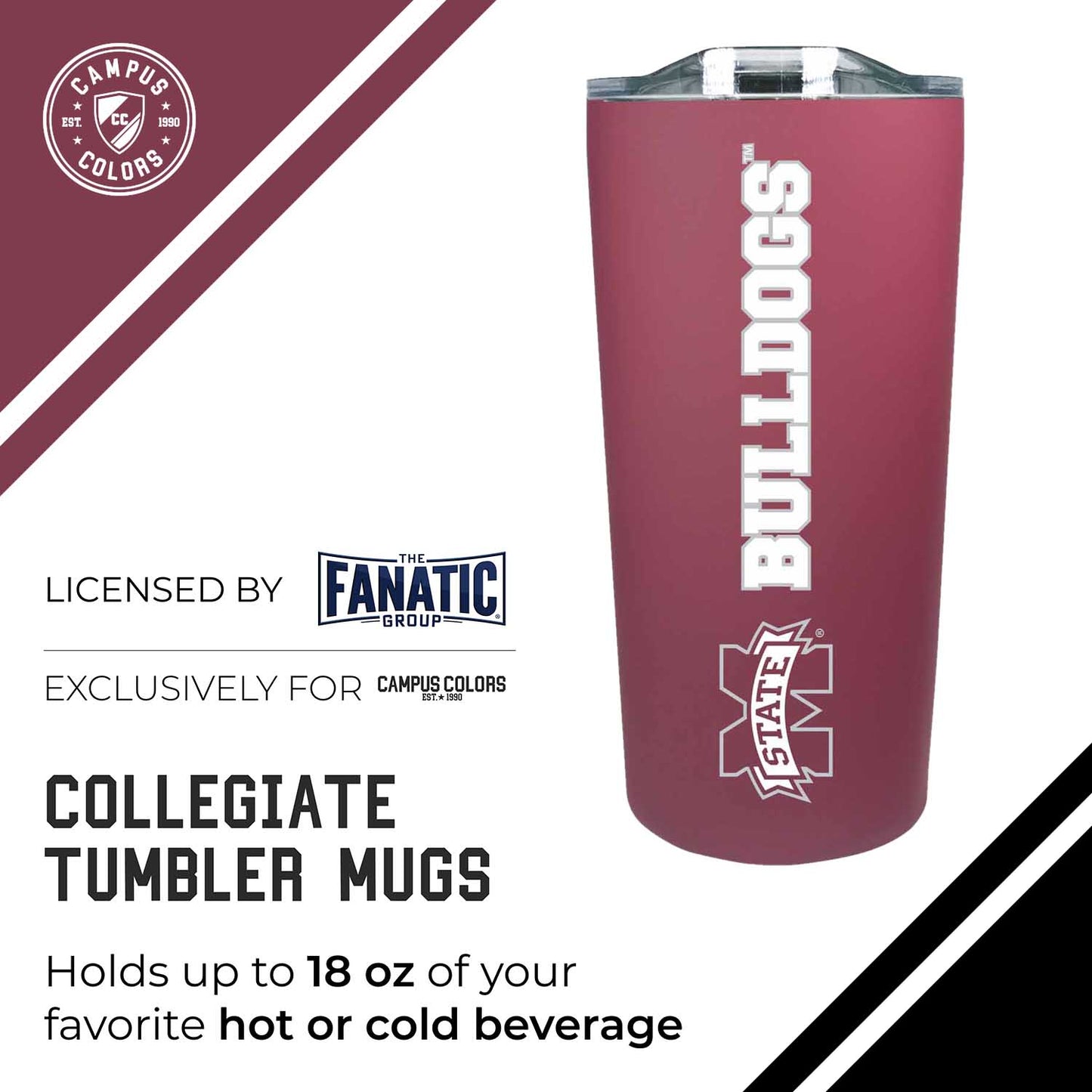 Mississippi State Bulldogs NCAA Stainless Steel Tumbler perfect for Gameday - Maroon