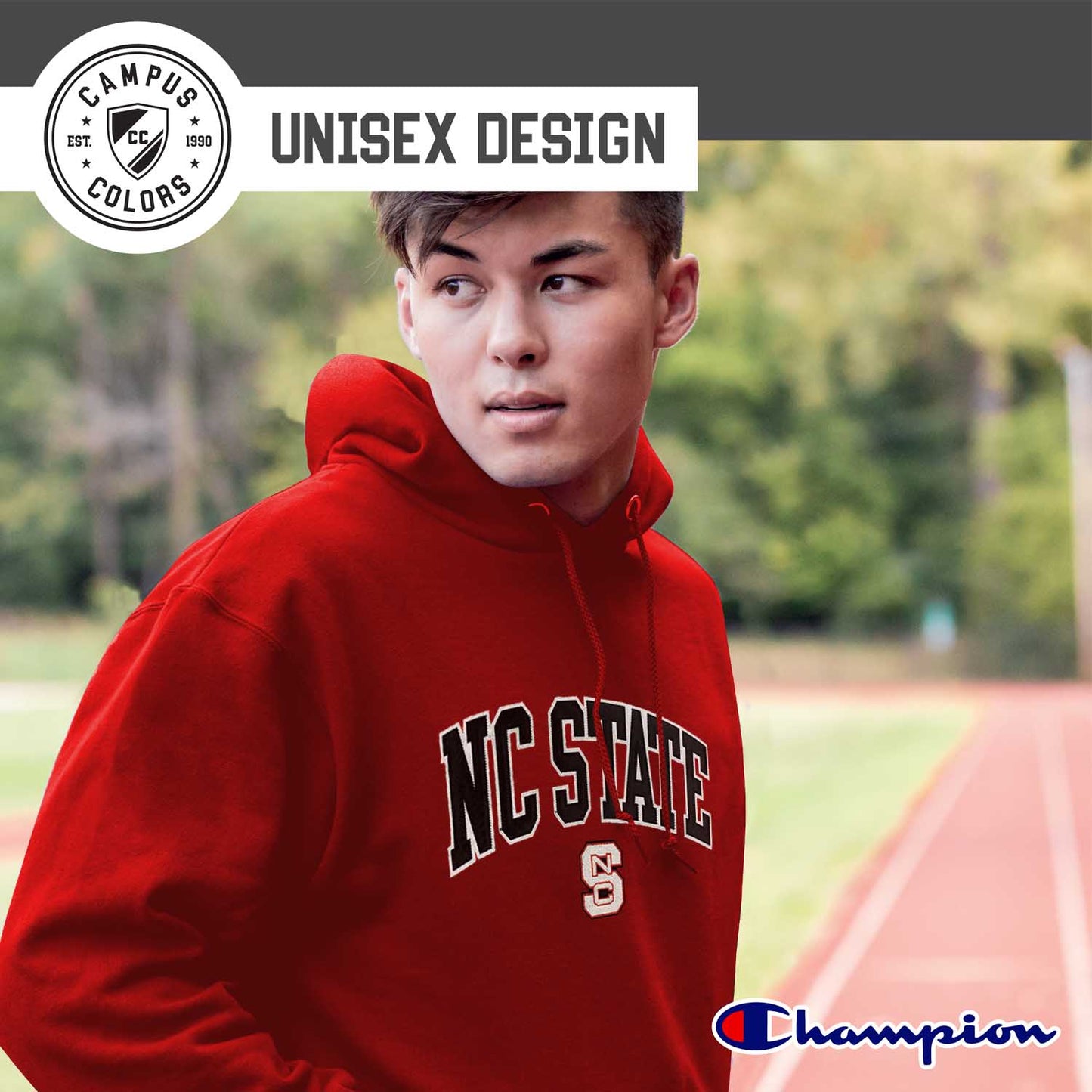 NC State Wolfpack Champion Adult Tackle Twill Hooded Sweatshirt - Red