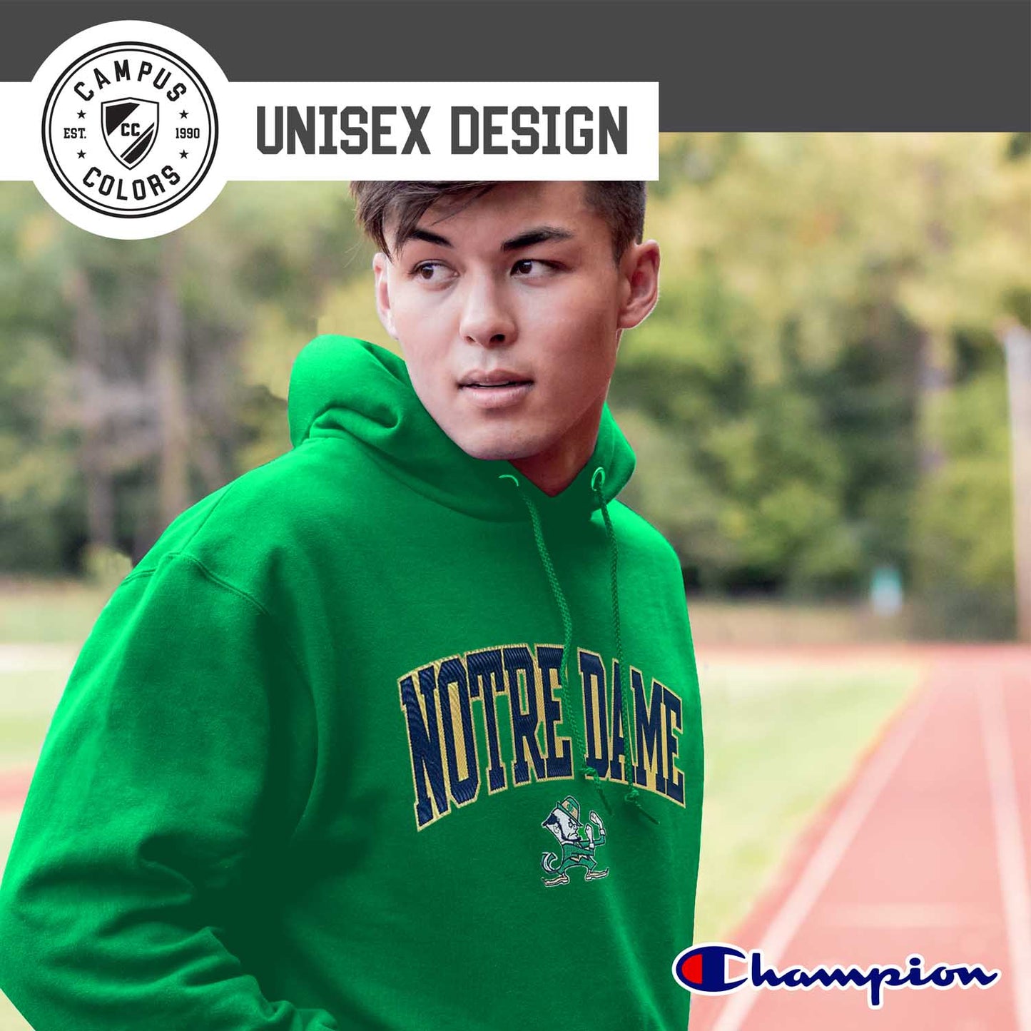 Notre Dame Fighting Irish Champion Adult Tackle Twill Hooded Sweatshirt - Green