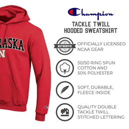 Nebraska Cornhuskers Champion Adult Tackle Twill Hooded Sweatshirt - Red