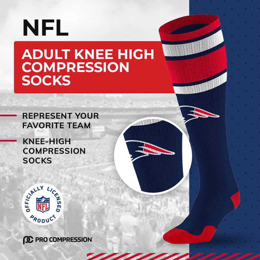 New England Patriots NFL Adult Compression Socks - Navy