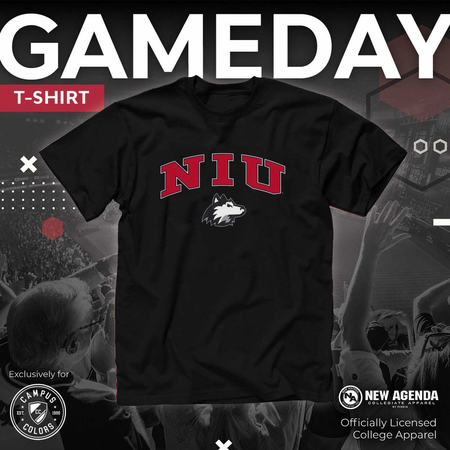 Northern Illinois Huskies  Arch and Logo Short Sleeve T-shirt - Black