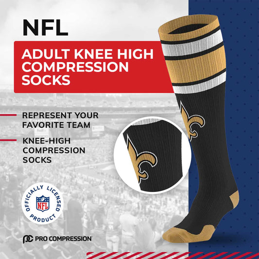 New Orleans Saints NFL Adult Compression Socks - Black