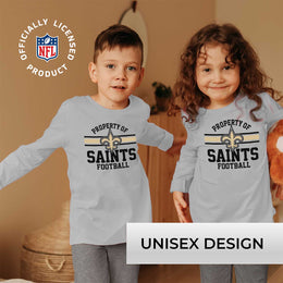 New Orleans Saints NFL Youth Property Of Long Sleeve Lightweight T Shirt - Sport Gray