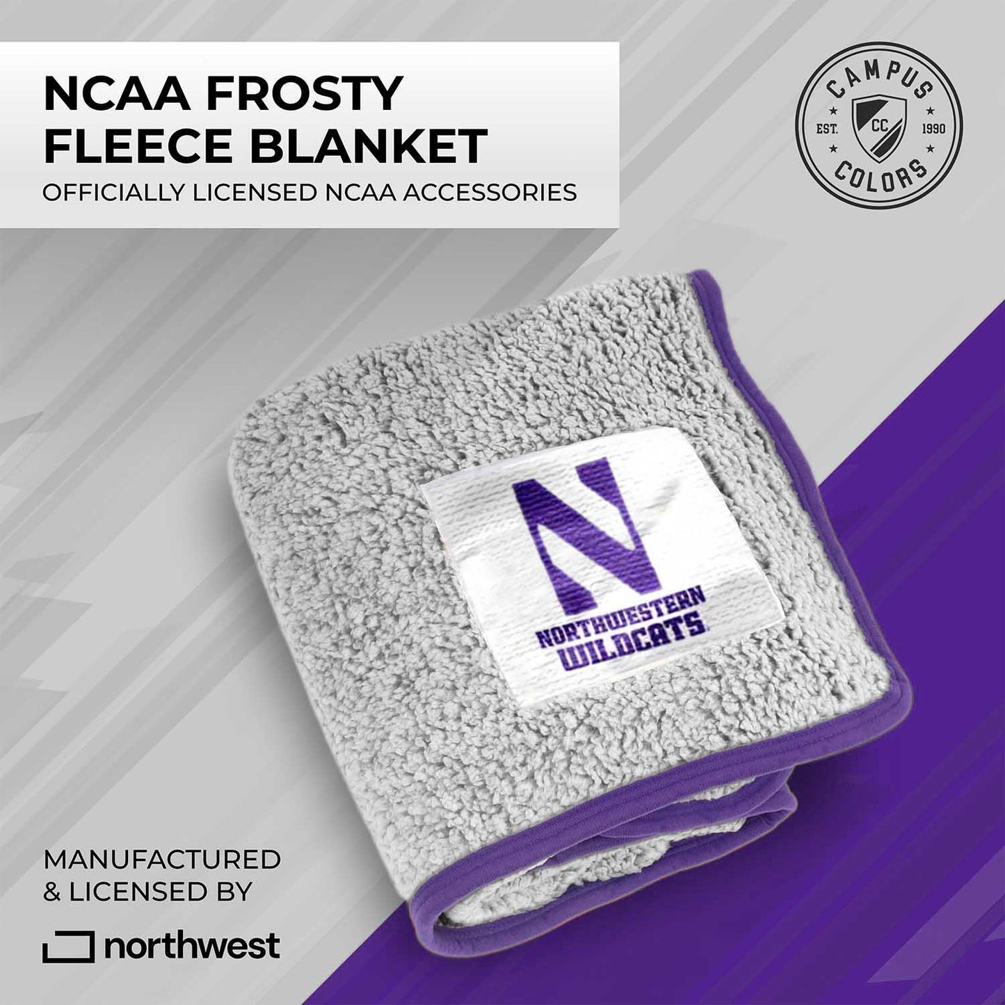 Northwestern Wildcats NCAA Silk Sherpa College Throw Blanket - Purple