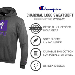 NYU Violets Adult Mascot Fleece Hooded Sweatshirt - Charcoal