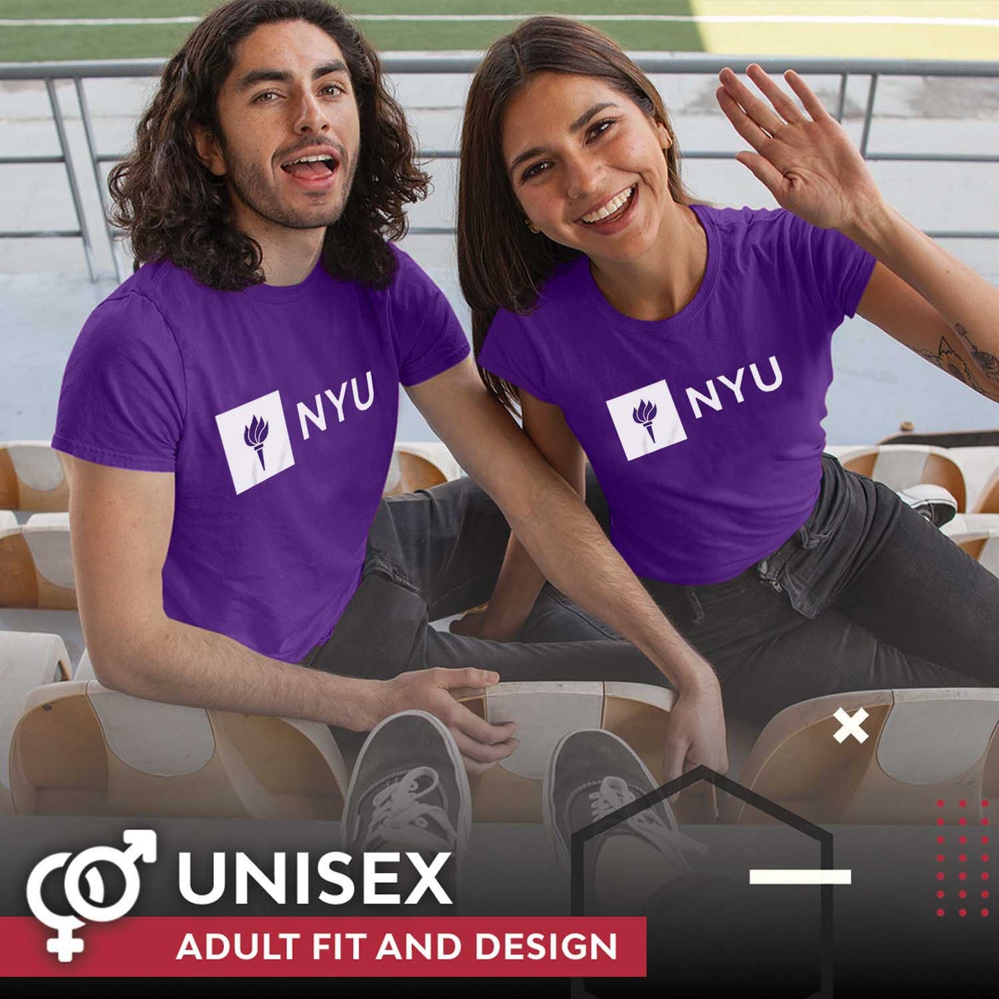 NYU Violets Adult Arch & Logo Soft Style Gameday T-Shirt - Purple