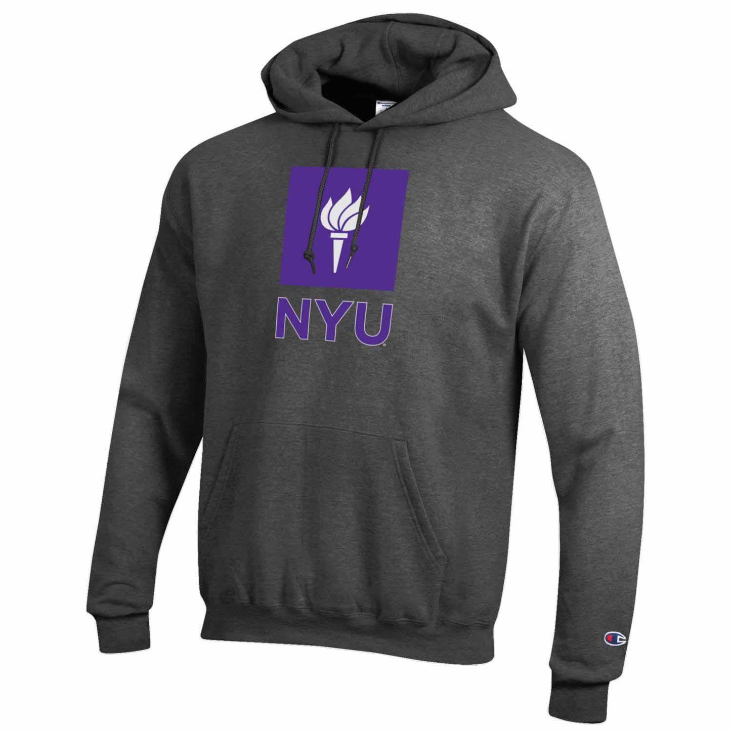 NYU Violets Adult Mascot Fleece Hooded Sweatshirt - Charcoal