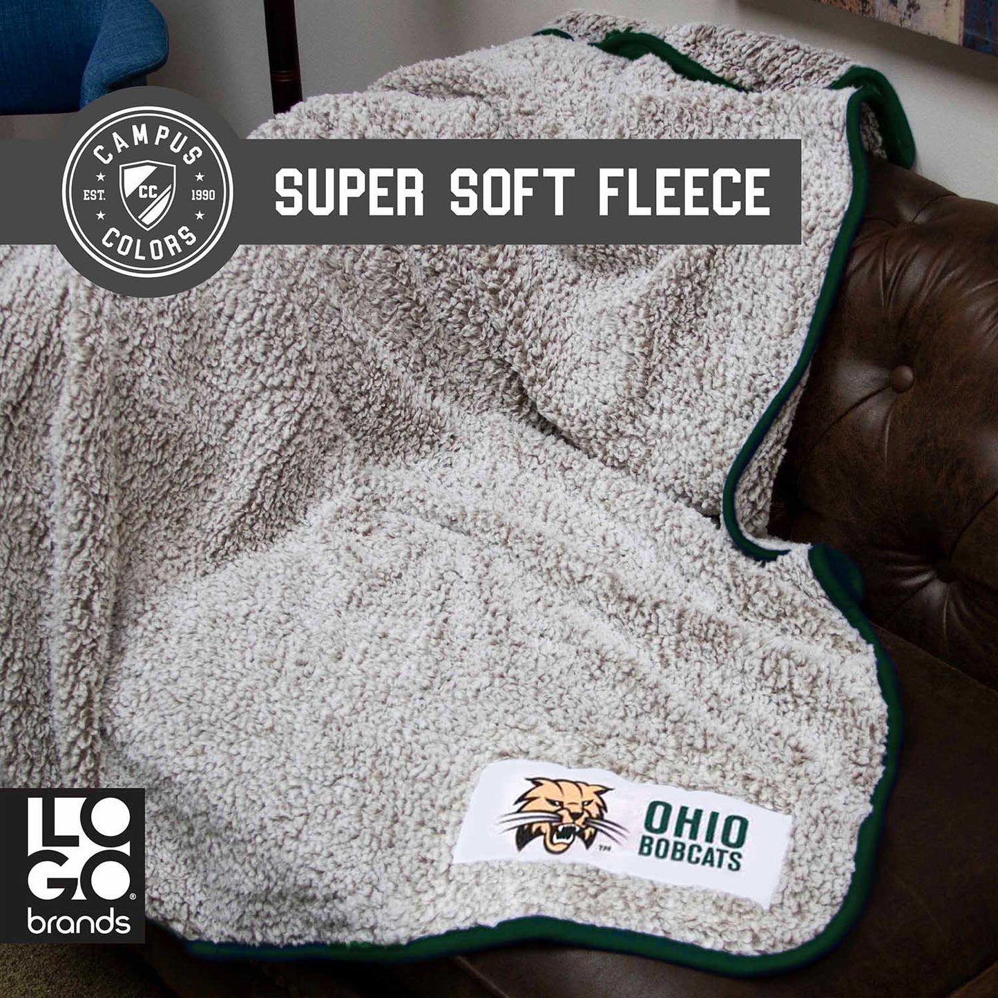 Ohio Bobcats Frosty Fleece 60 X 50 Blanket - Green