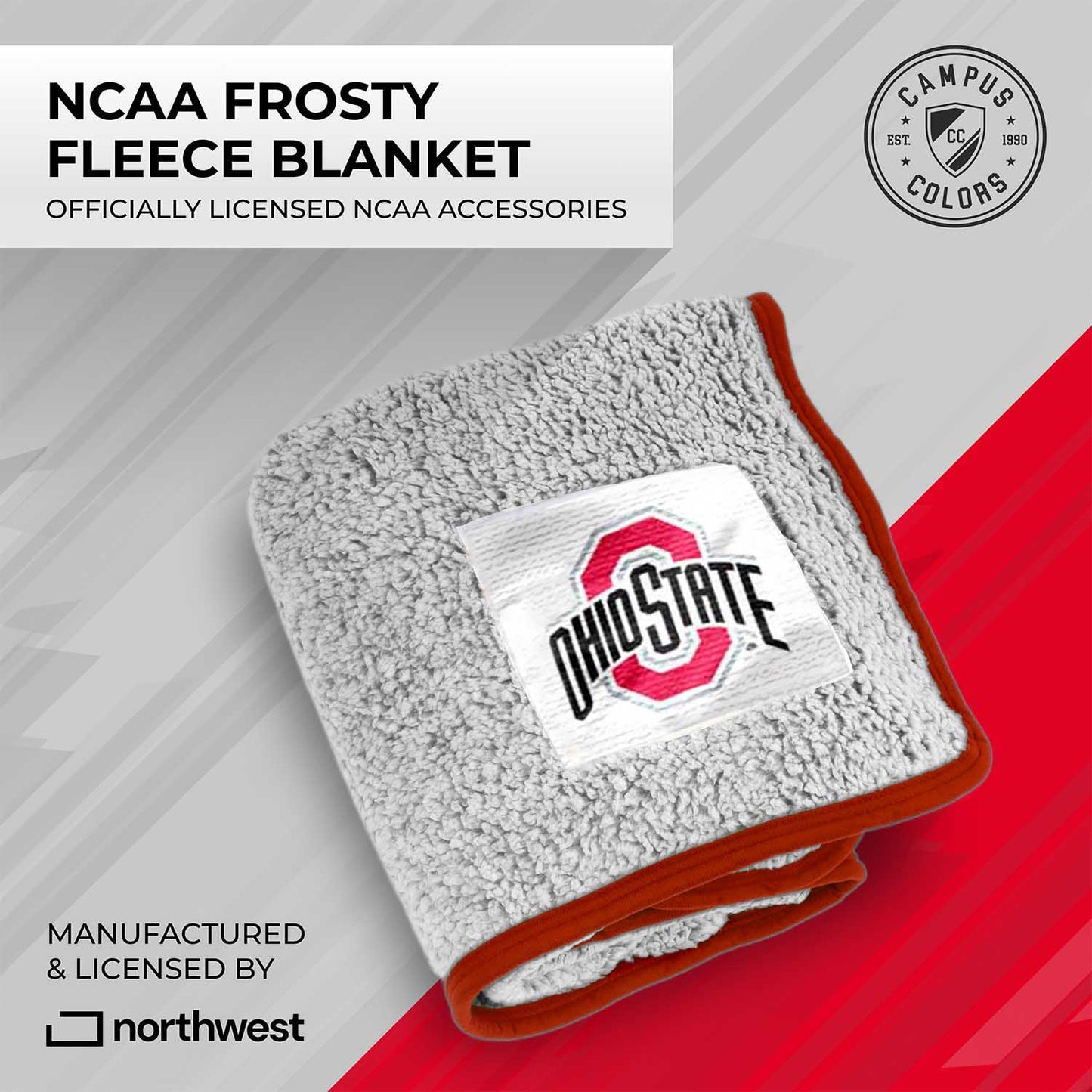 Ohio State Buckeyes NCAA Silk Sherpa College Throw Blanket - Red