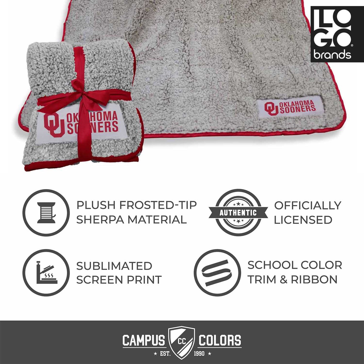 Oklahoma Sooners Frosty Fleece 60 X 50 Blanket - Crimson