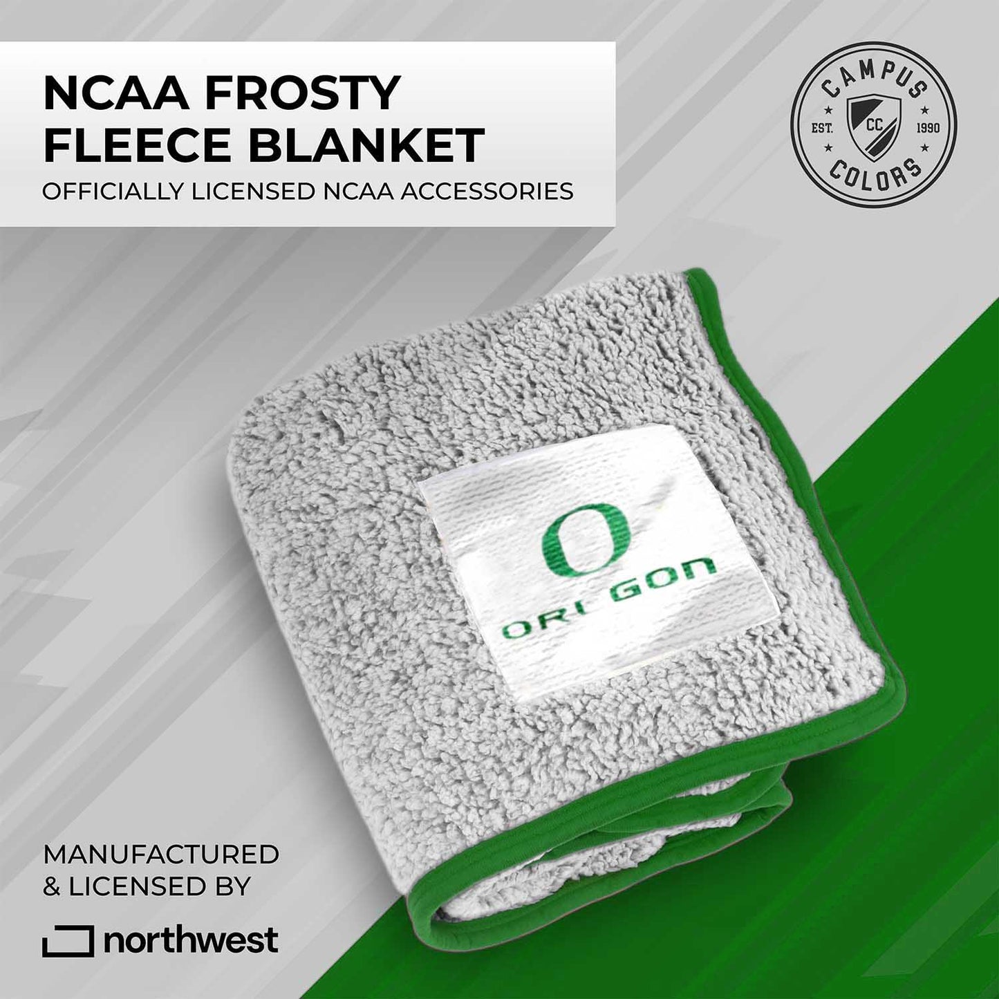 Oregon Ducks NCAA Silk Sherpa College Throw Blanket - Green