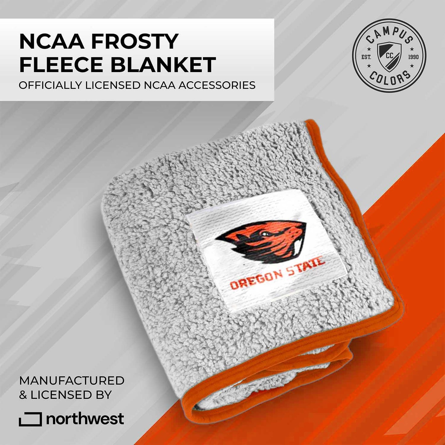 Oregon State Beavers NCAA Silk Sherpa College Throw Blanket - Texas Orange