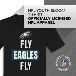 Philadelphia Eagles NFL Youth Team Slogan Short Sleeve Lightweight T Shirt - Black