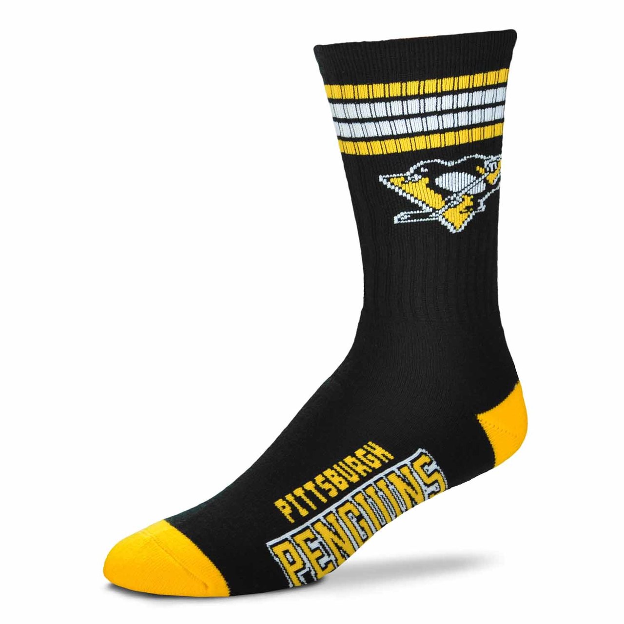 Pittsburgh Penguins Adult Four Stripe Deuce Socks - Team Color