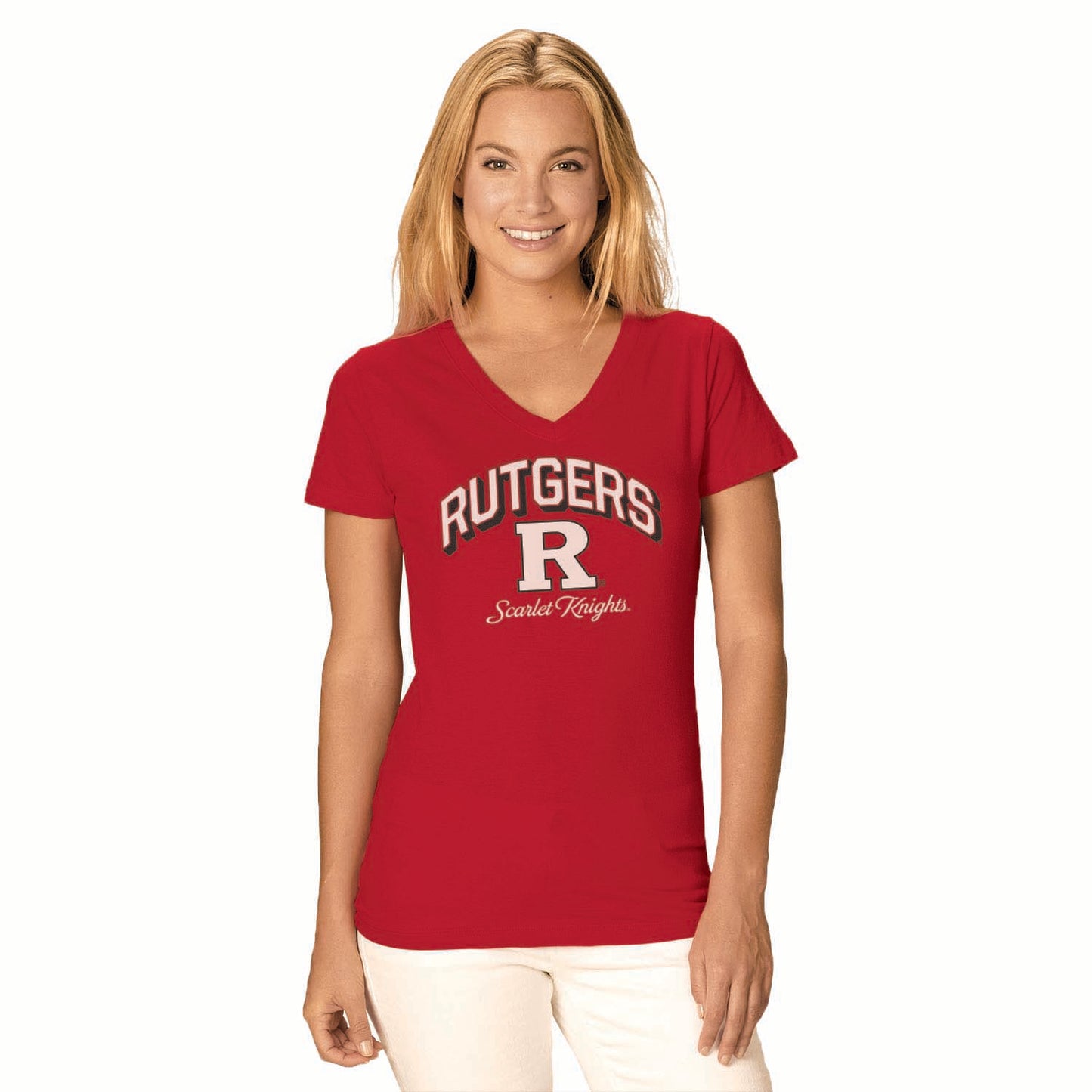 Rutgers Scarlet Knights NCAA Womens Dedicated Fan Signature Diva V-Neck - Red