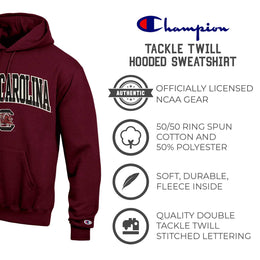 South Carolina Gamecocks Champion Adult Tackle Twill Hooded Sweatshirt - Maroon