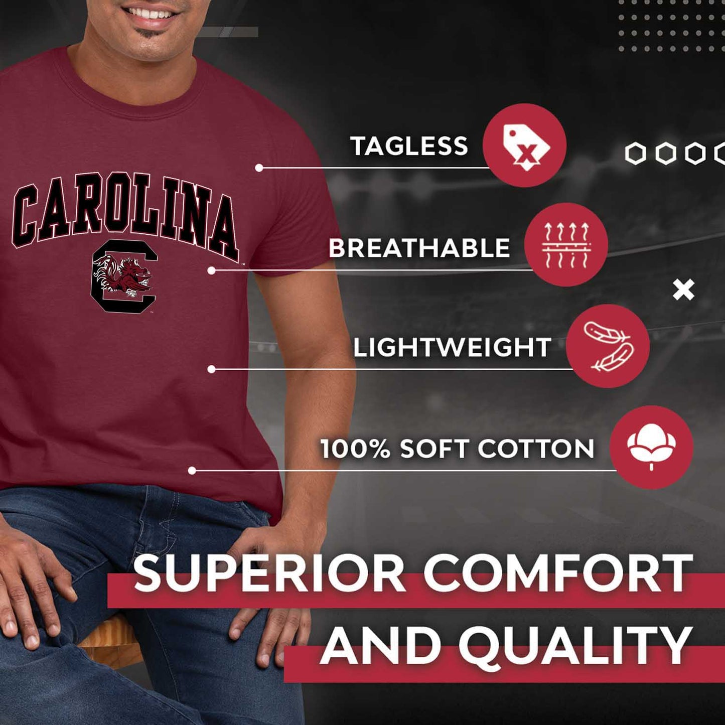 South Carolina Gamecocks  Arch and Logo Short Sleeve T-shirt - Cardinal