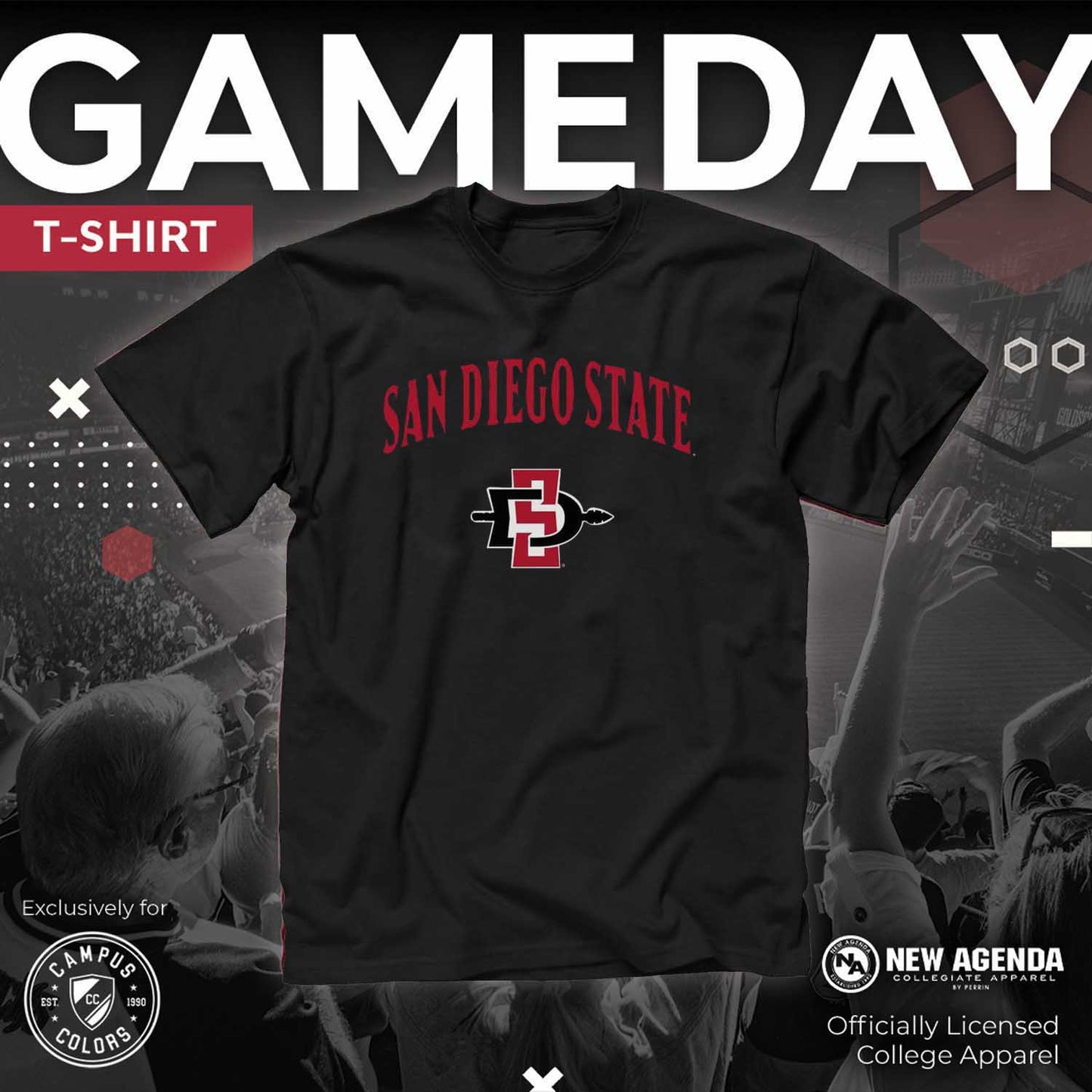 San Diego State Aztecs  Arch and Logo Short Sleeve T-shirt - Black