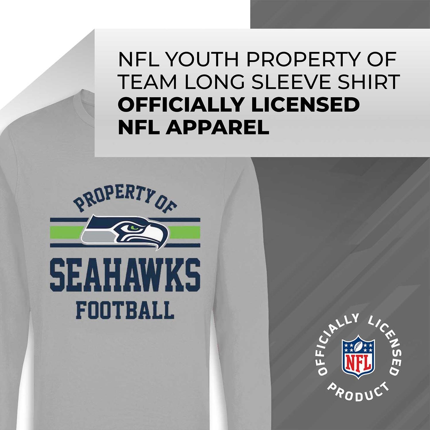 Seattle Seahawks NFL Youth Property Of Crew Sweatshirt - Sport Gray