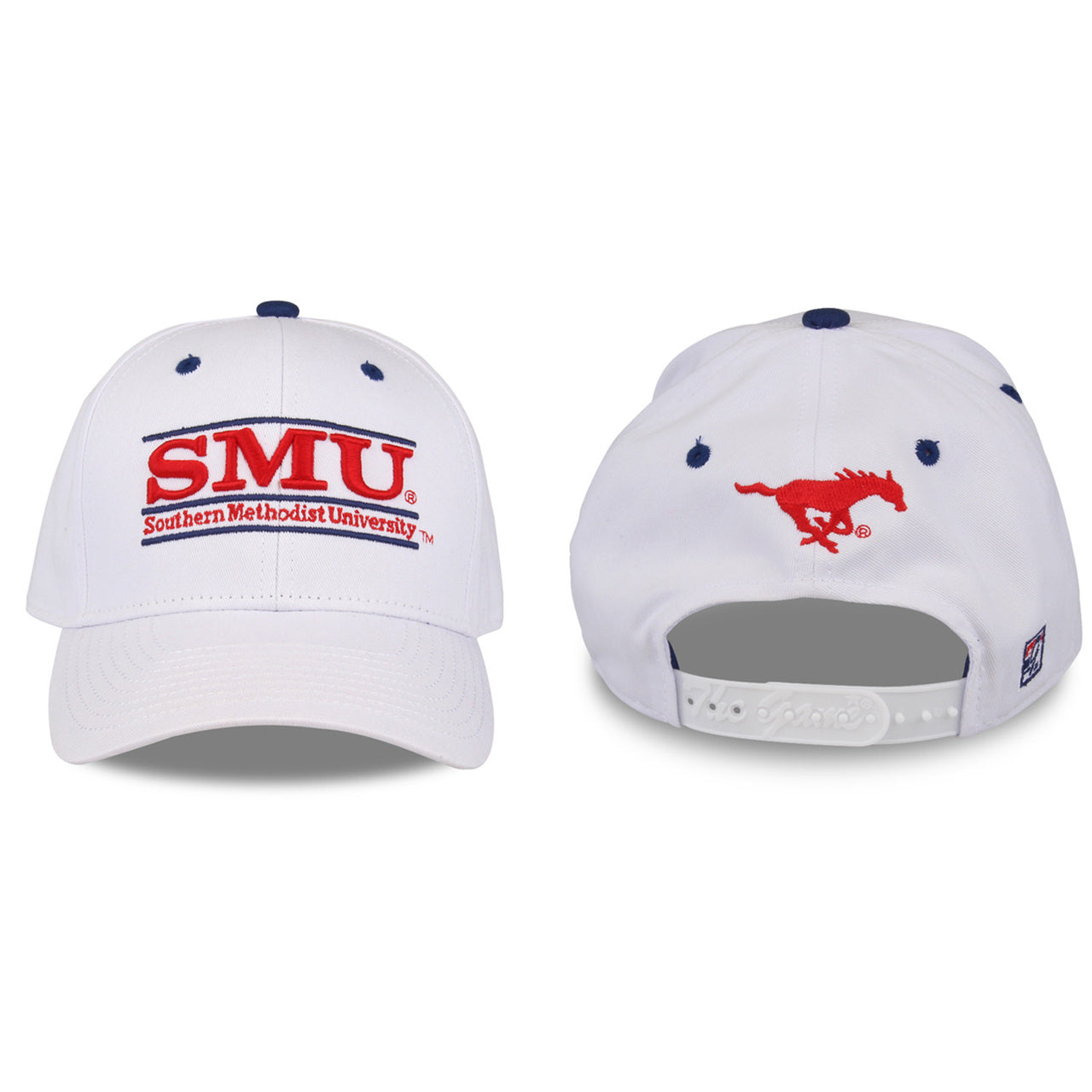 SMU Mustangs  Adult Game Bar Adjustable Hat - White