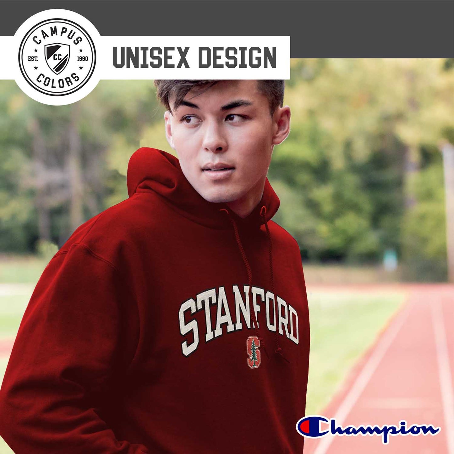 Stanford Cardinal Champion Adult Tackle Twill Hooded Sweatshirt - Cardinal