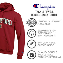 Stanford Cardinal Champion Adult Tackle Twill Hooded Sweatshirt - Cardinal