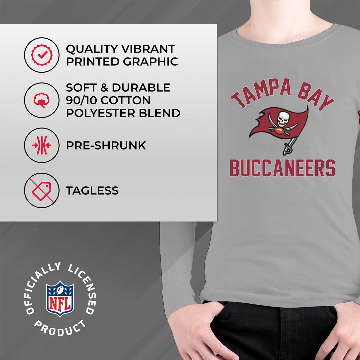 Tampa Bay Buccaneers NFL Youth Gameday Crewneck Sweatshirt - Gray