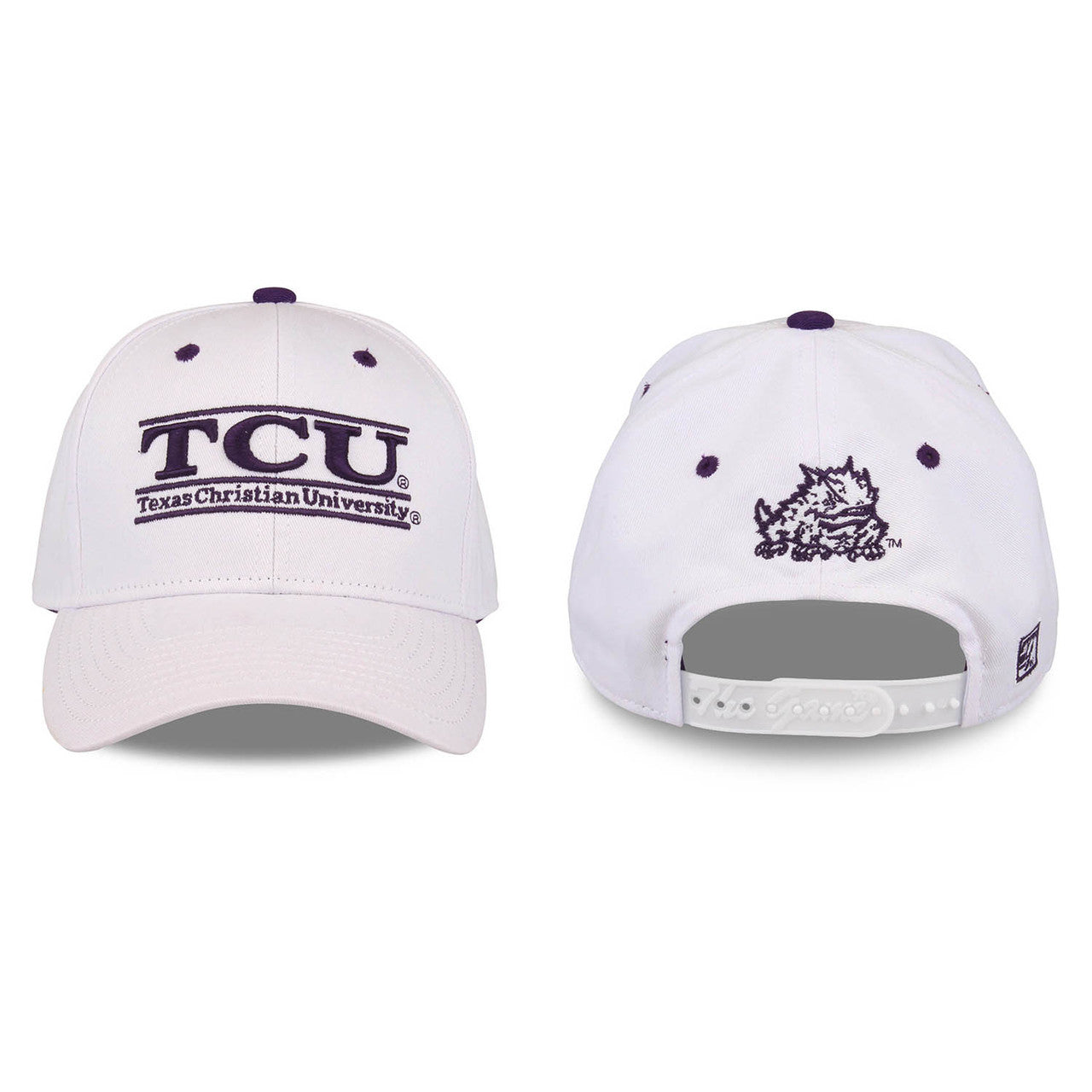 TCU Horned Frogs  Adult Game Bar Adjustable Hat - White