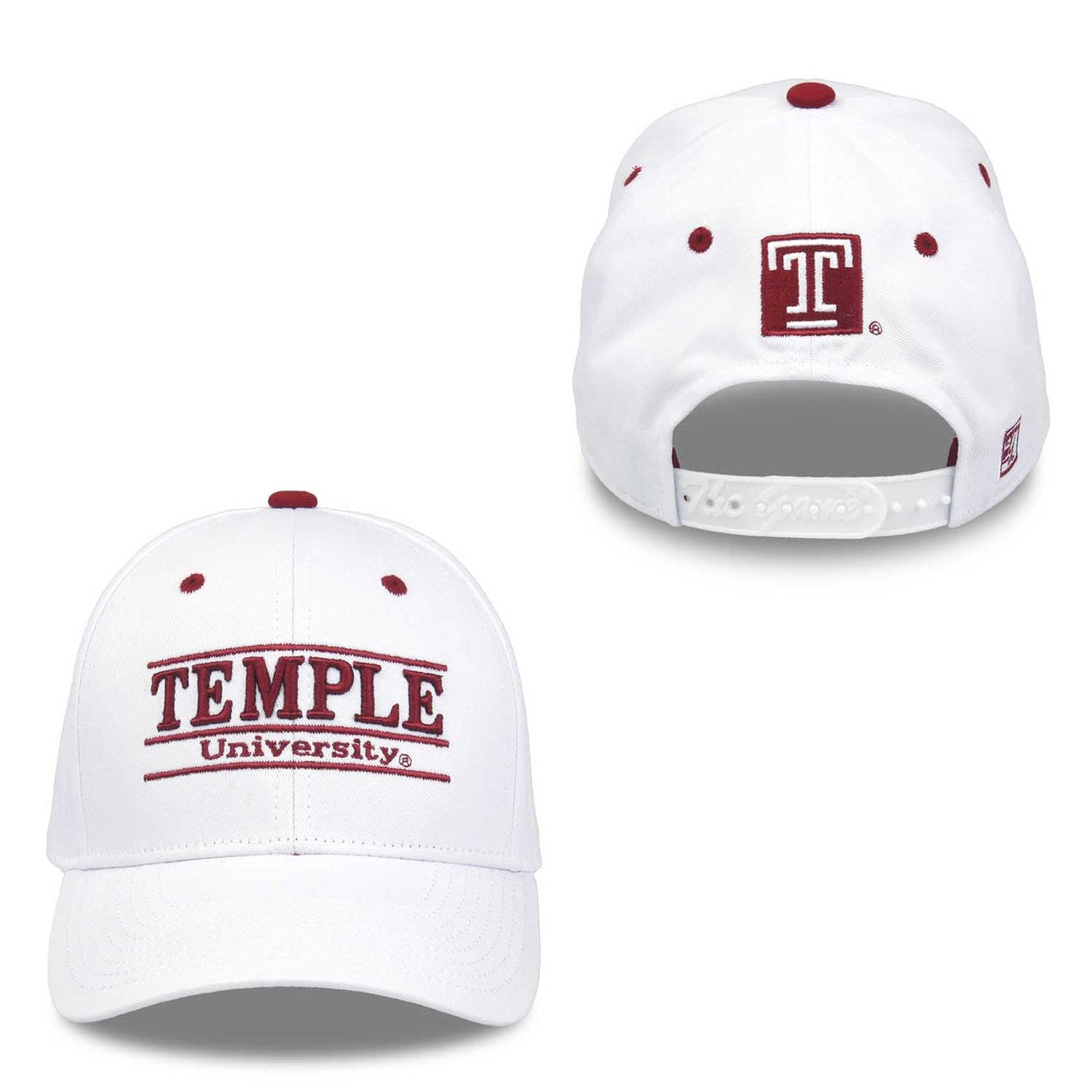 Temple Owls  Adult Game Bar Adjustable Hat - White