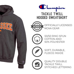 Tennessee Volunteers Champion Adult Tackle Twill Hooded Sweatshirt - Charcoal