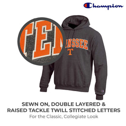 Tennessee Volunteers Champion Adult Tackle Twill Hooded Sweatshirt - Charcoal