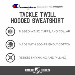 Tennessee Volunteers Champion Adult Tackle Twill Hooded Sweatshirt - Charcoal