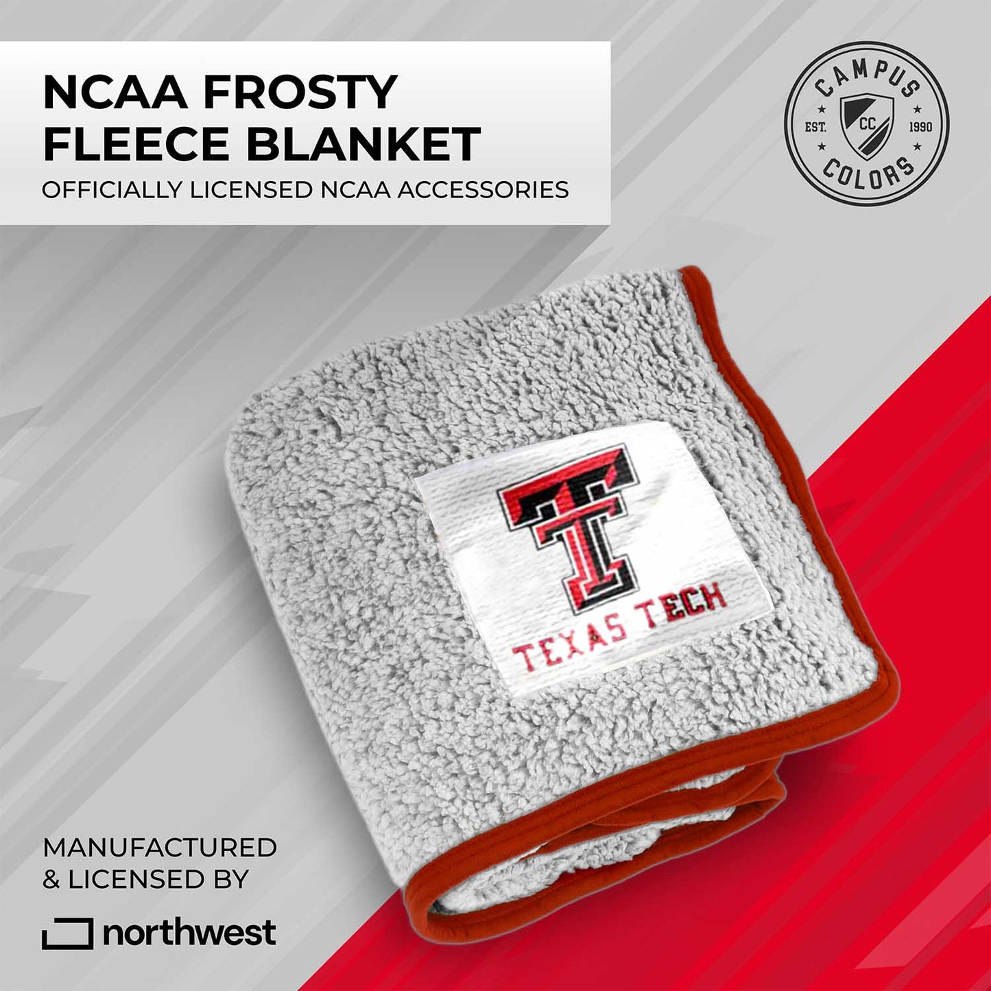 Texas Tech Red Raiders NCAA Silk Sherpa College Throw Blanket - Black