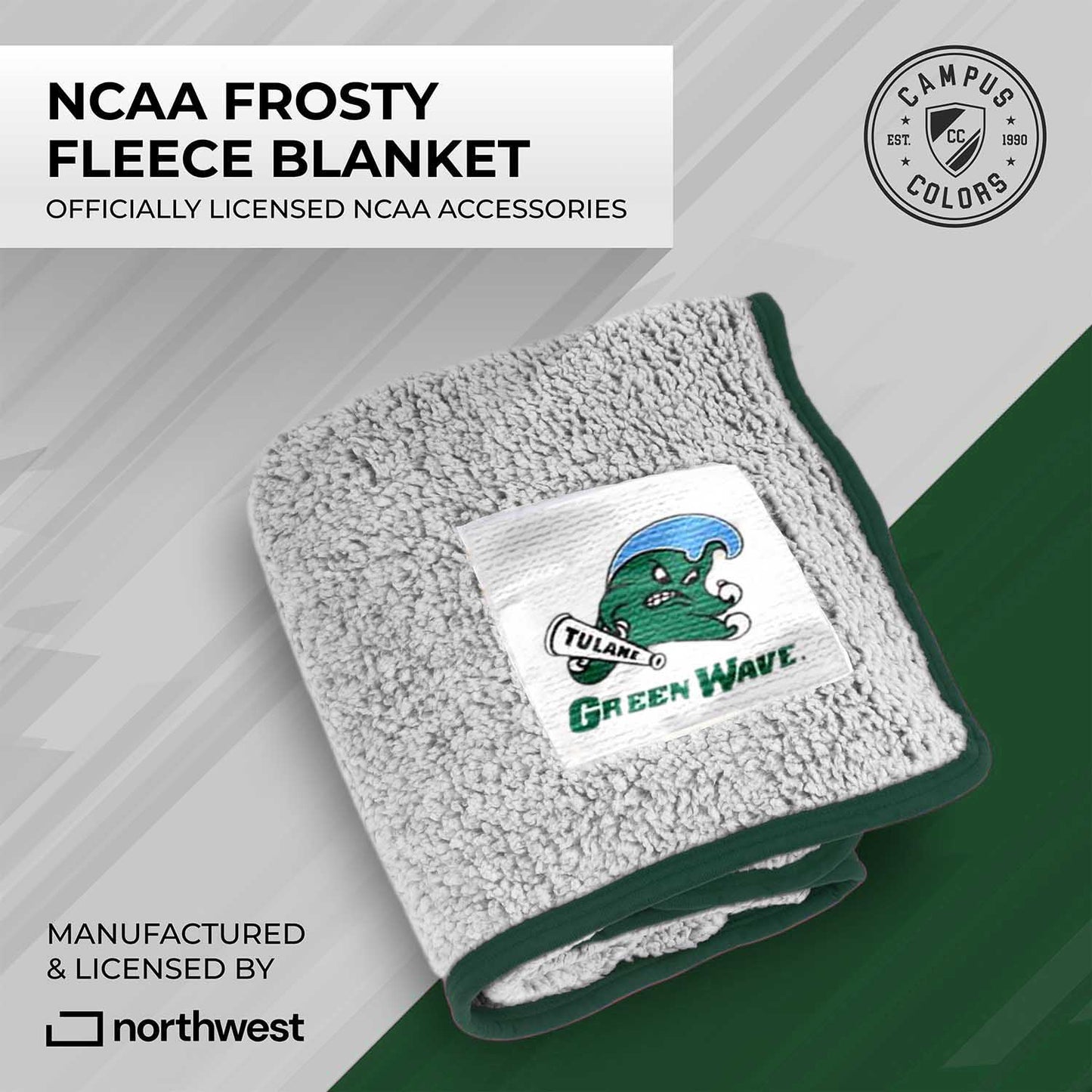 Tulane Green Wave NCAA Silk Sherpa College Throw Blanket - Kelly Green