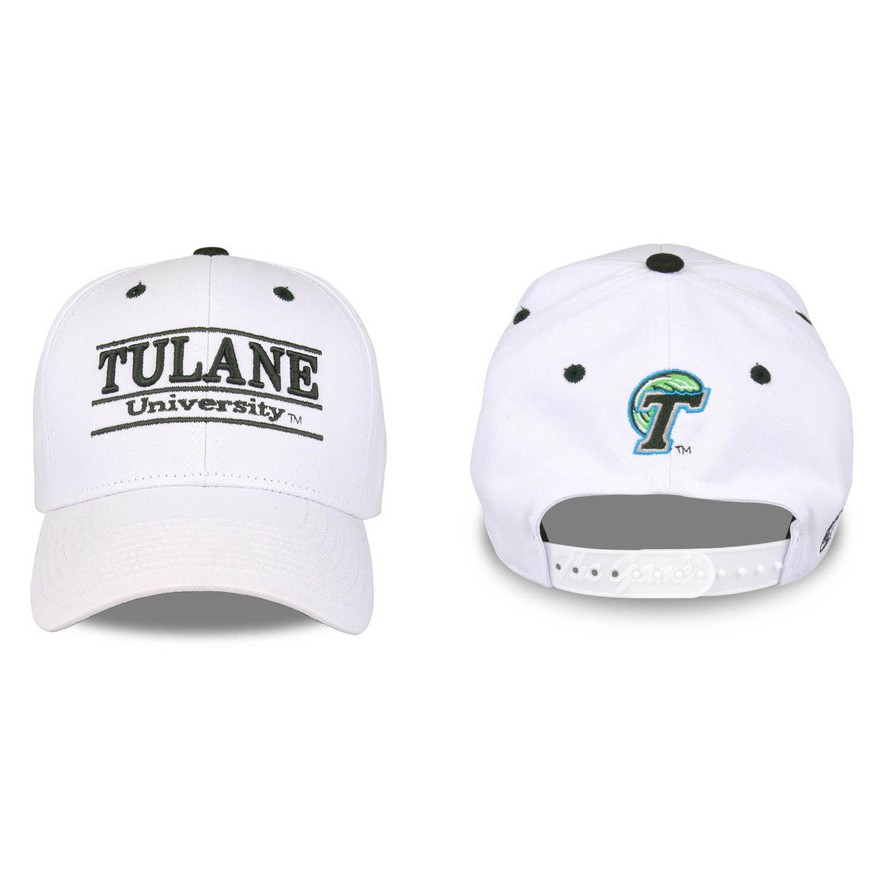 Tulane Green Wave  Adult Game Bar Adjustable Hat - White