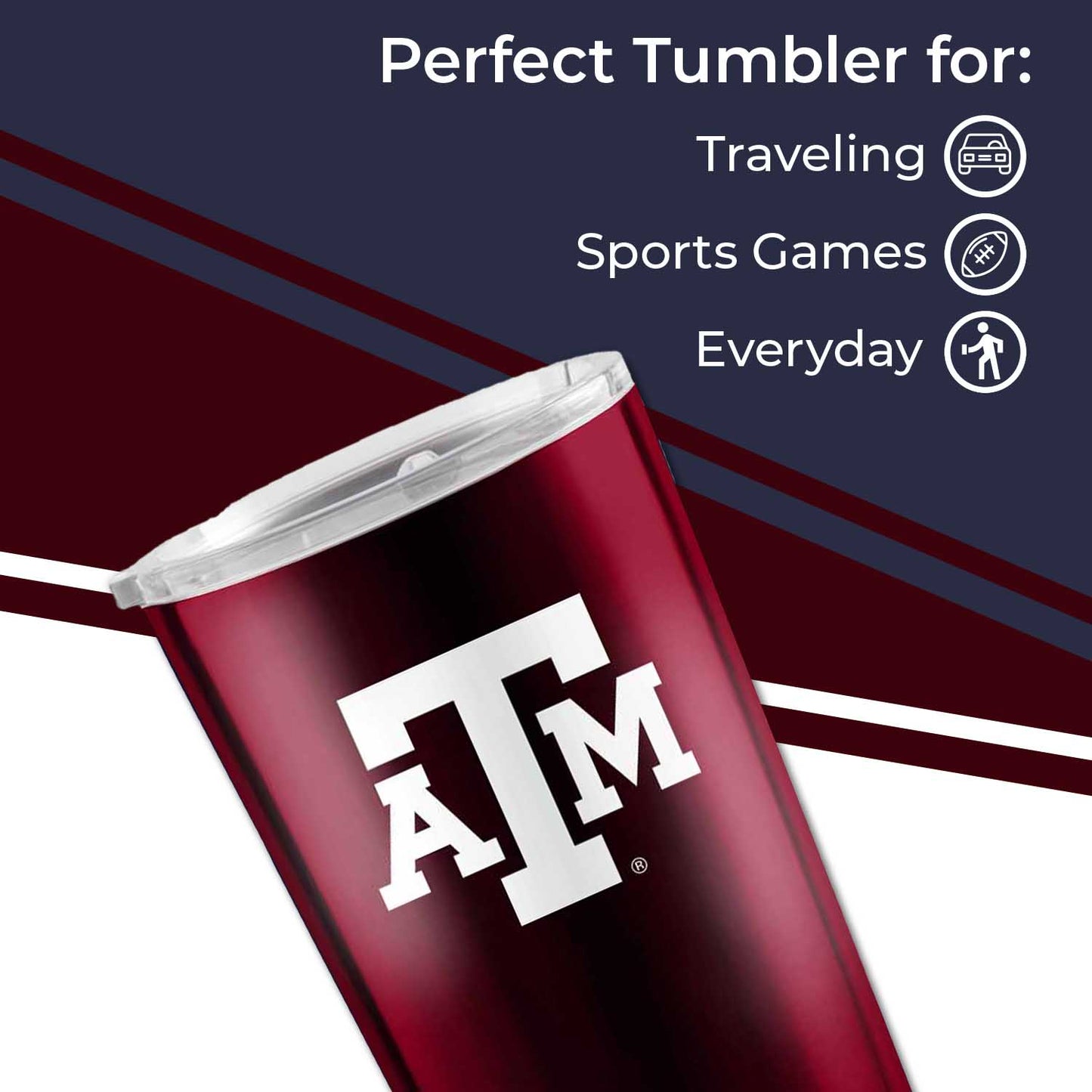 Texas A&M Aggies 20 oz Overtime Insulated Stainless Steel Coffee and Travel Tumbler - Crimson