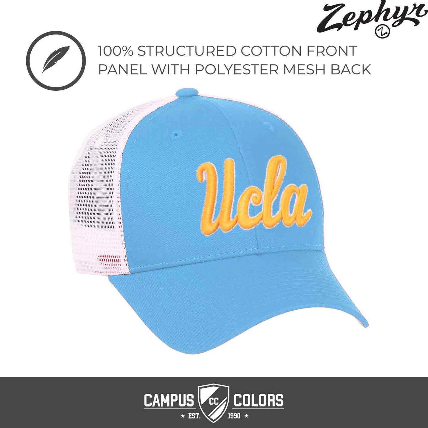 UCLA Bruins Zephyr Adult NCAA Rivalry Structured Meshback Adjustable Hat  - Team Color