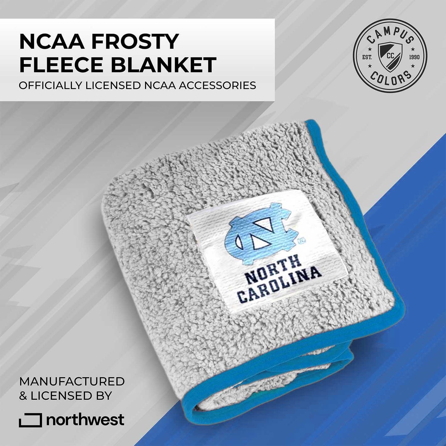 North Carolina Tar Heels NCAA Silk Sherpa College Throw Blanket - Carolina Blue