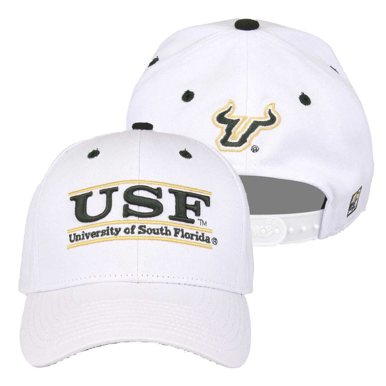USF Bulls  Adult Game Bar Adjustable Hat - White