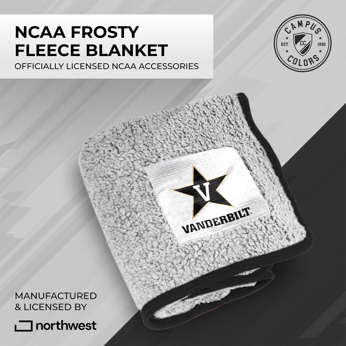 Vanderbilt Commodores NCAA Silk Sherpa College Throw Blanket - Black