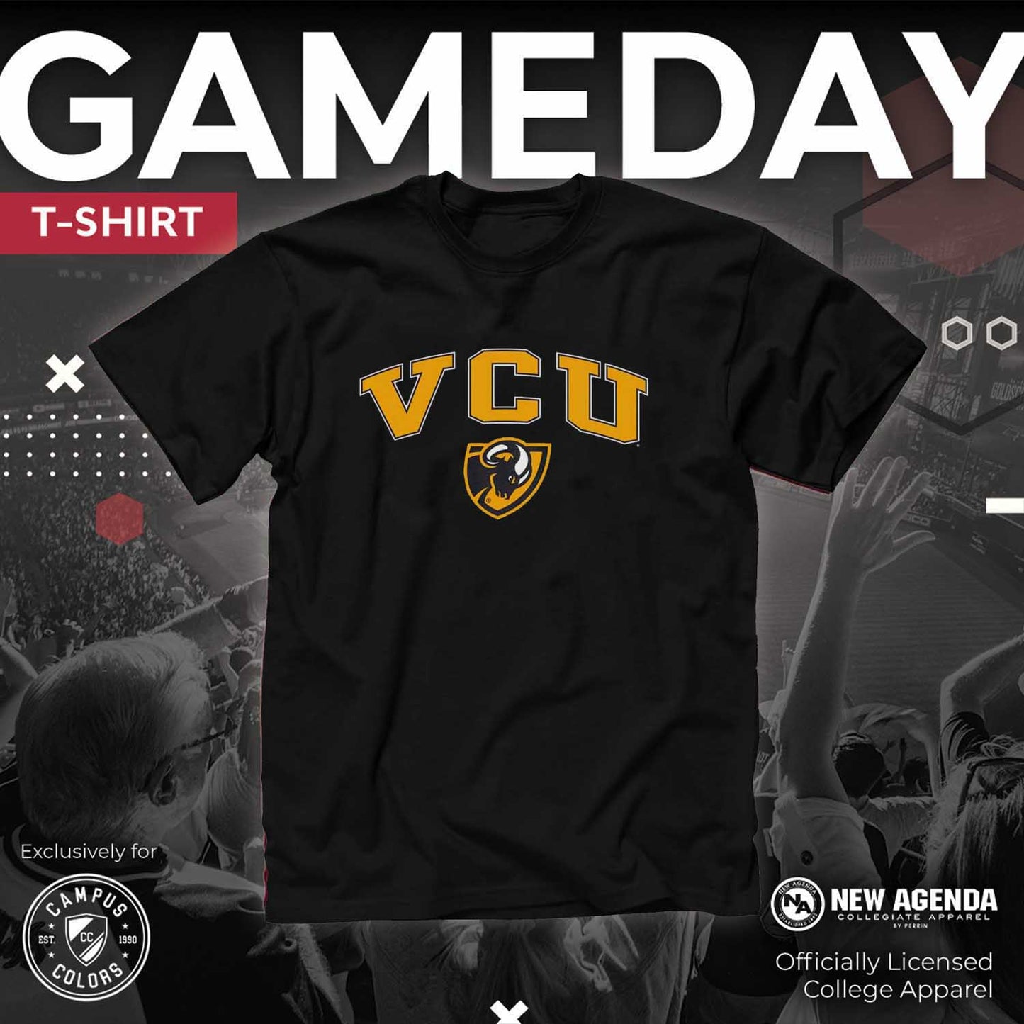 VCU Rams  Arch and Logo Short Sleeve T-shirt - Black