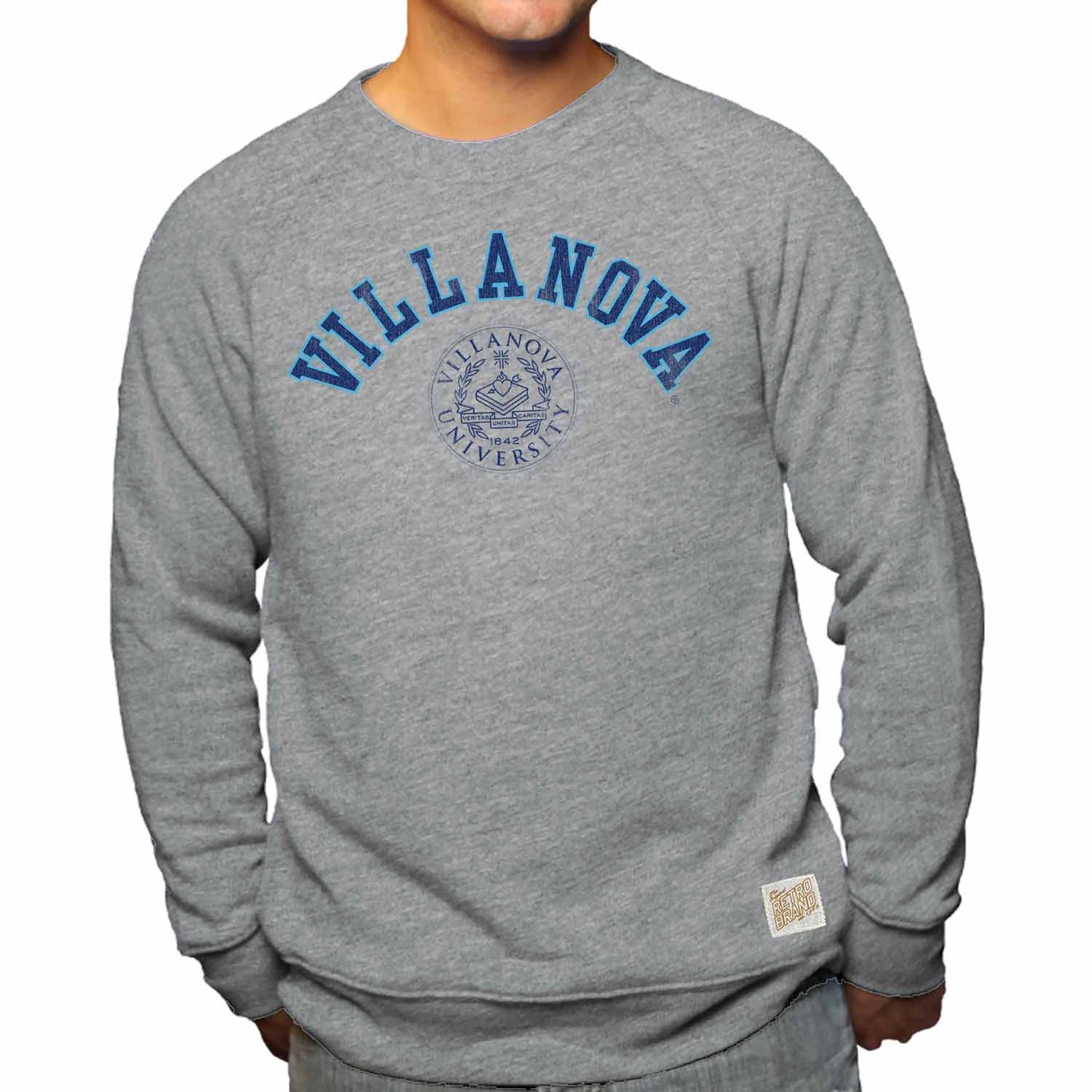 Villanova Wildcats College Gray University Seal Crewneck Sweatshirt - Gray