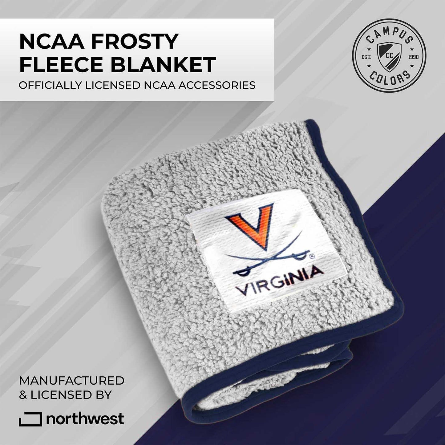 Virginia Cavaliers NCAA Silk Sherpa College Throw Blanket - Navy