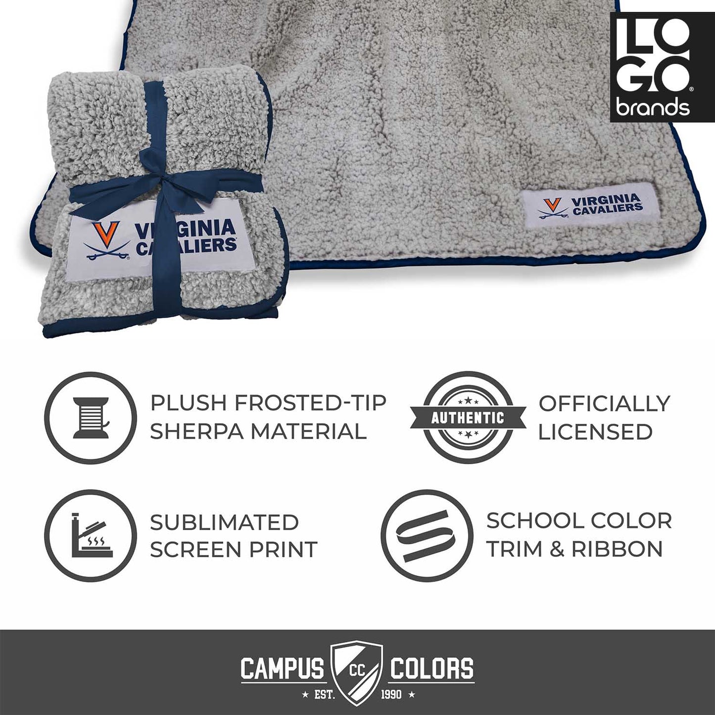 Virginia Cavaliers Frosty Fleece 60 X 50 Blanket - Navy