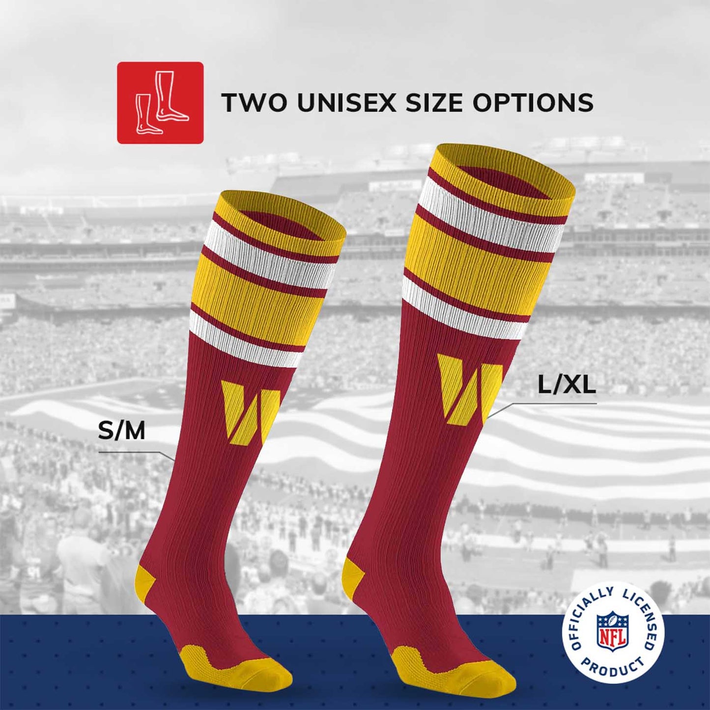 Washington Commanders NFL Adult Compression Socks - Maroon
