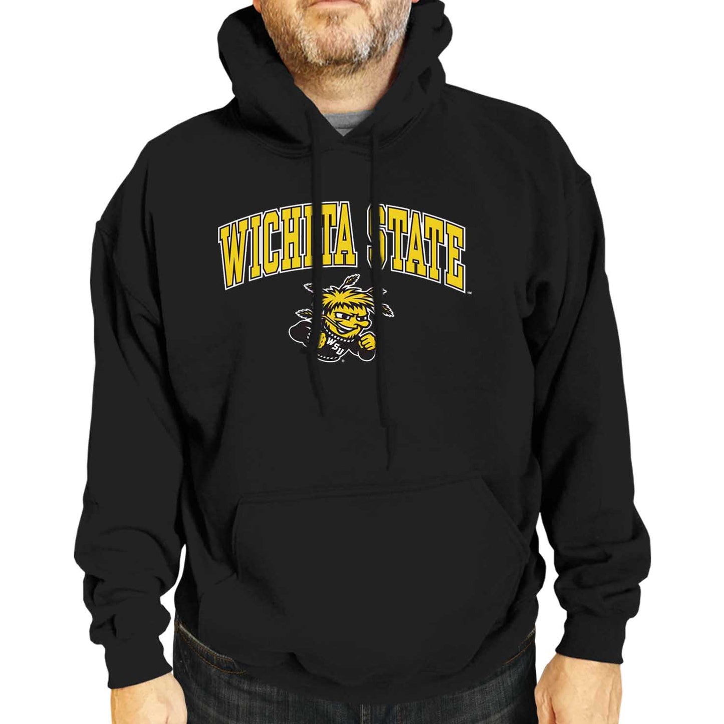 Wichita State Shockers Adult Arch & Logo Soft Style Gameday Hooded Sweatshirt - Black